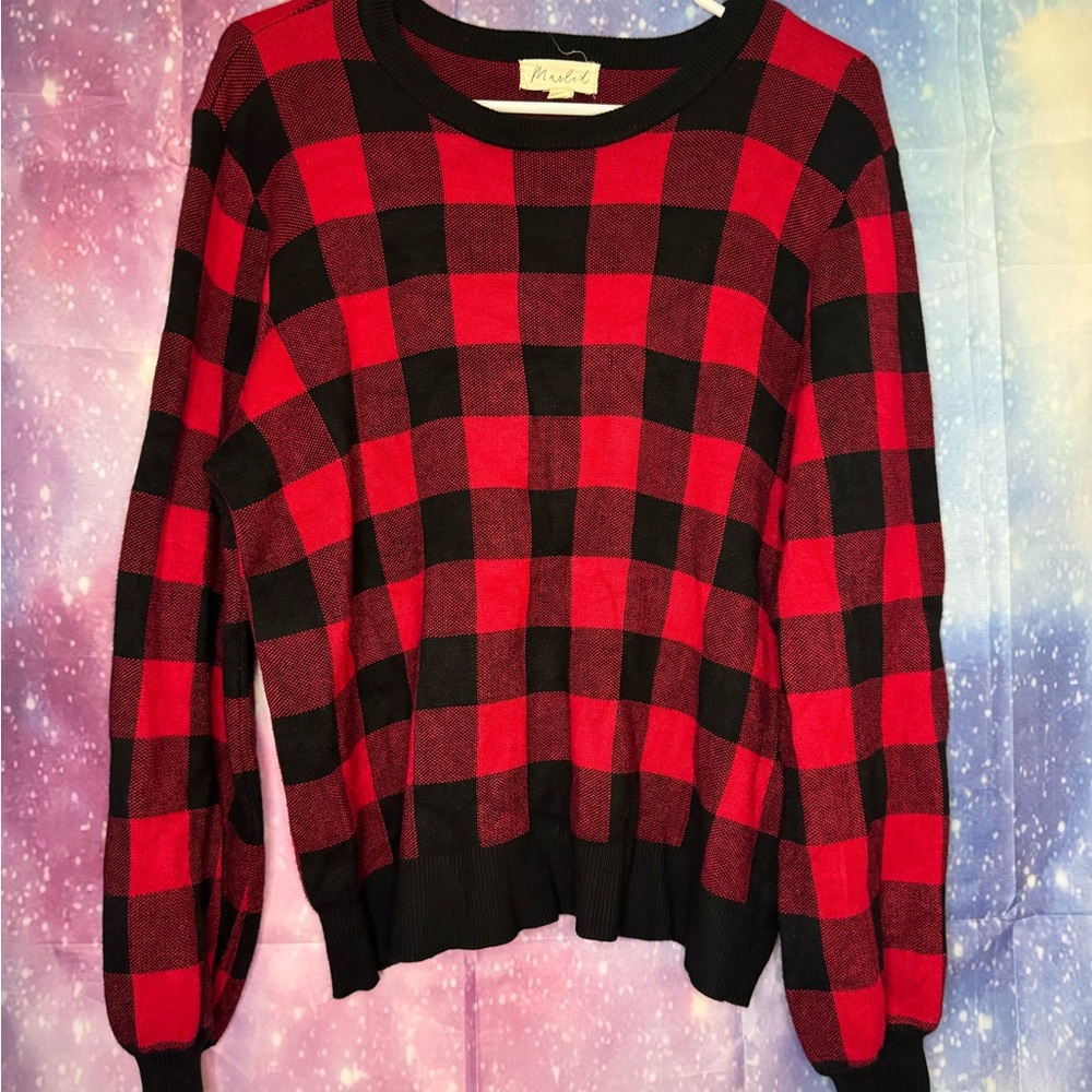 Plaid Marled long sleeve crewneck π